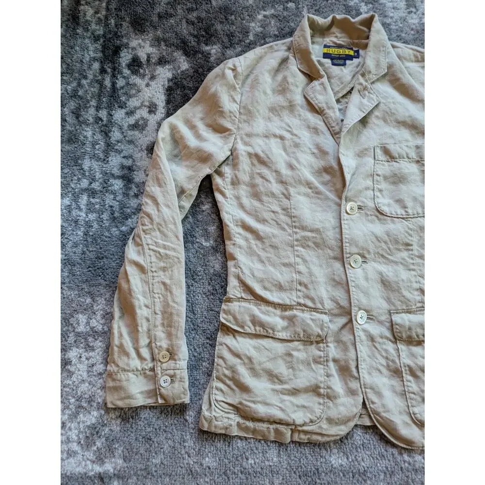 Vintage Ralph Lauren Rugby Women's 100% Linen Blazer Made In Japan - Size 0 RARE - Picture 3 of 16